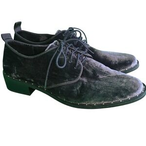 MN women's blue velvet laceup oxford flats 39 us 8.5 mango deep blue silver stud